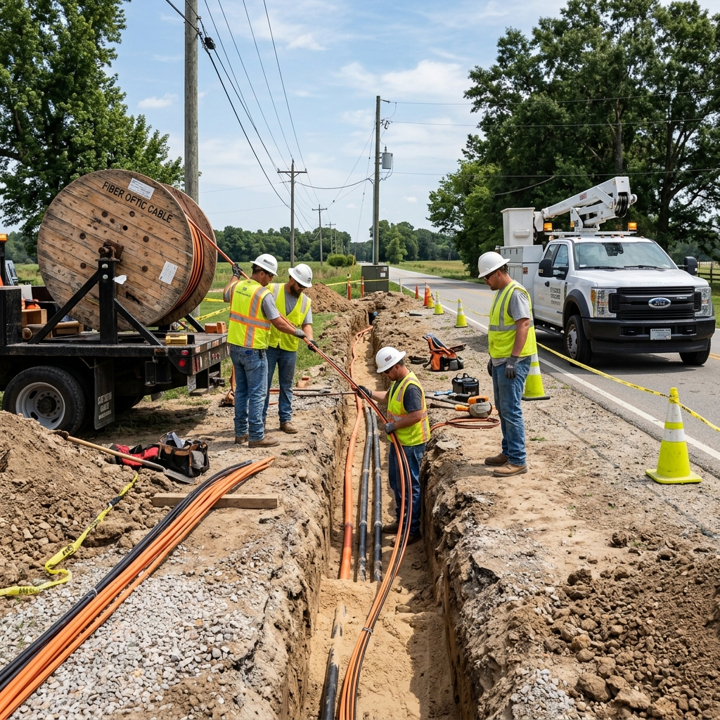 Fiber cable installation work